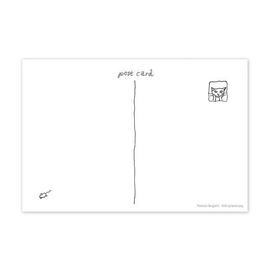 猫ポストカード - 囲炉裏を囲んで