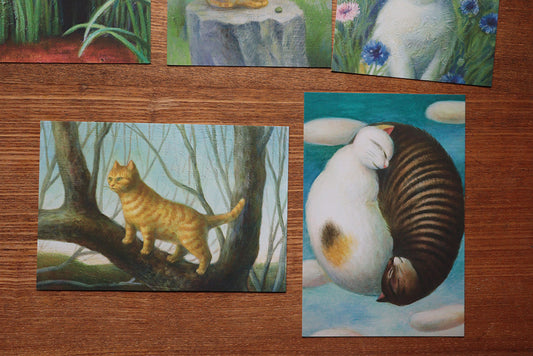 Cat postcard - one set of 5 no.1