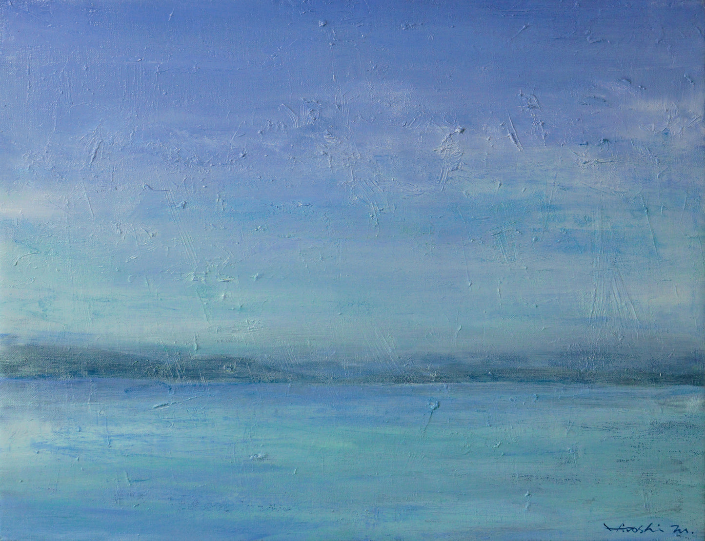 油彩画 - 小豆島 東港の海 - 53.0 cm x 41.0 cm