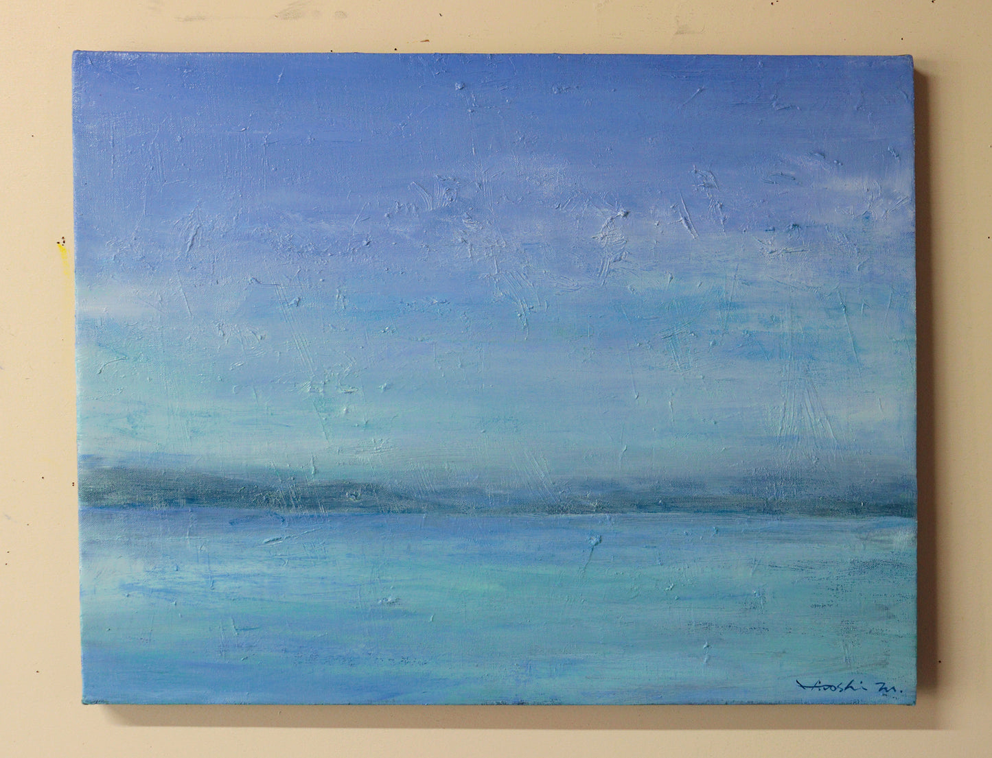 油彩画 - 小豆島 東港の海 - 53.0 cm x 41.0 cm