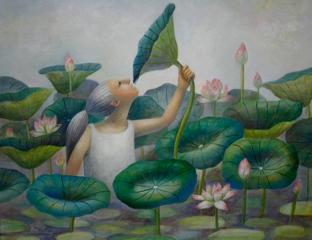 リミテッドエディションプリント 22/50 - 蓮のしずく / Due drops of lotus leaf
