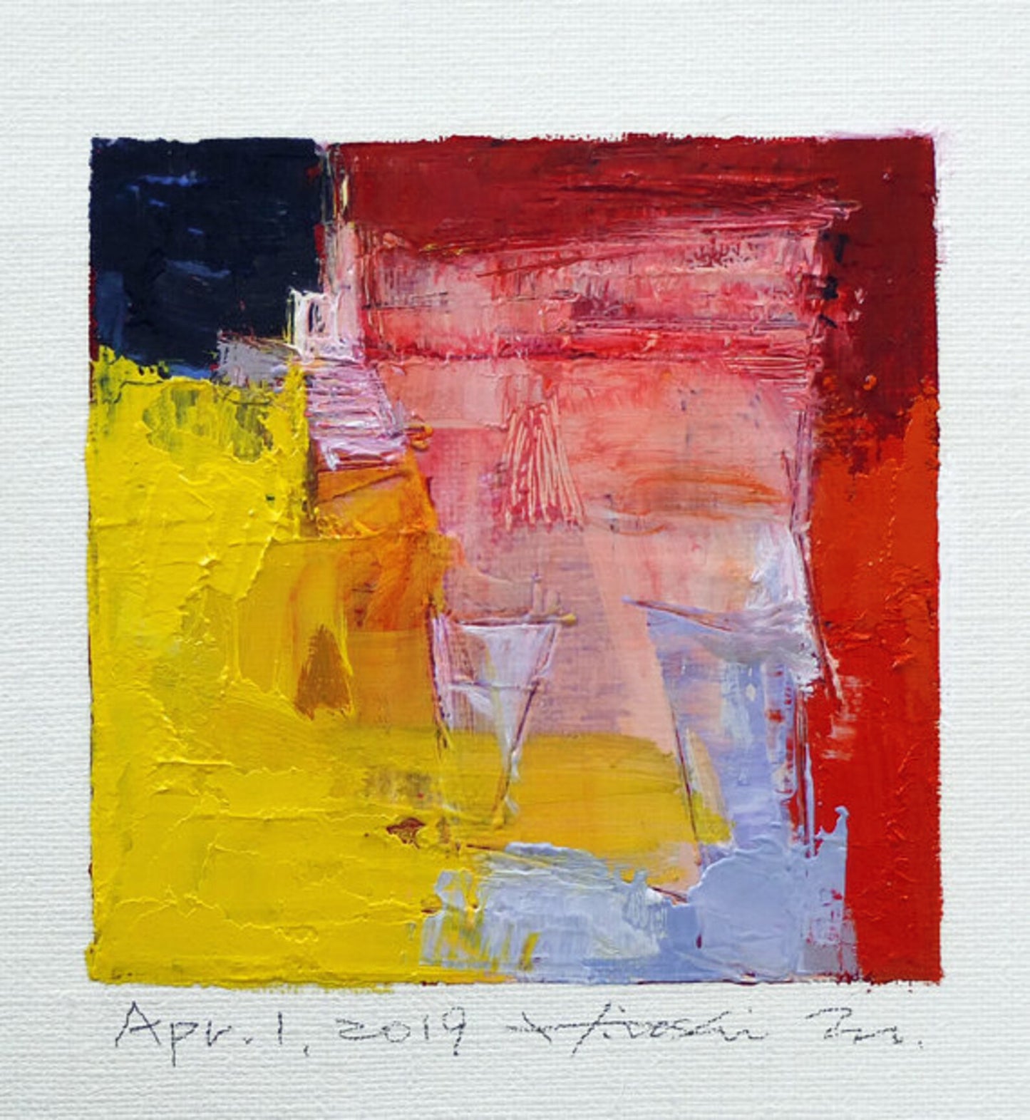 油彩画 - Apr. 1, 2019 - 9 x 9 painting (9 cm x 9 cm)