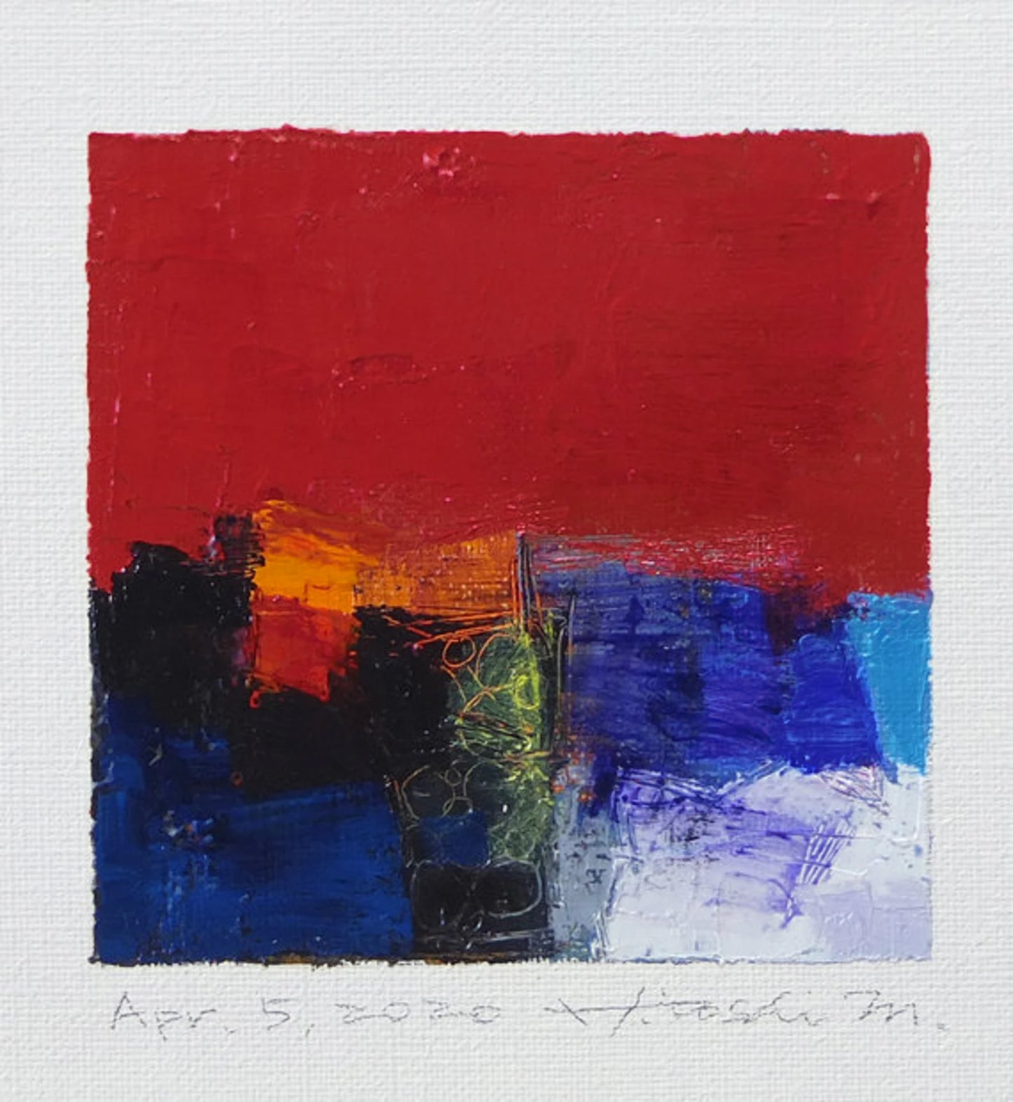 油彩画 - Apr. 5, 2020 - 9 x 9 painting (9 cm x 9 cm)