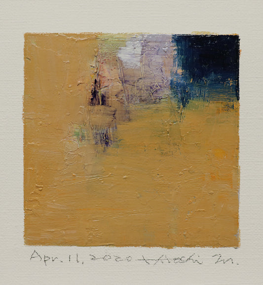 Apr. 11, 2020 - Original Abstract Oil Painting - 9x9 painting (9 cm x 9 cm/4” x 4”) with mat 8”x10” or with original white frame 8.9”x8.9”
