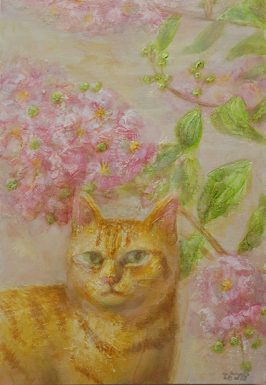 油彩画　百日紅 2
