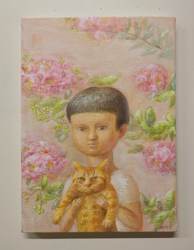 油彩画　百日紅