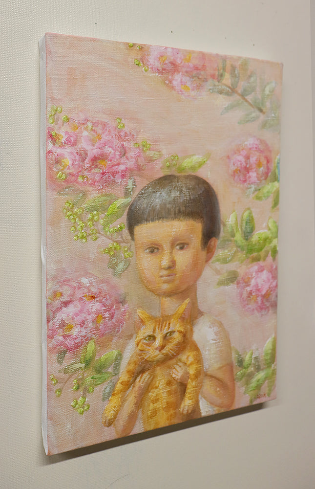 油彩画　百日紅