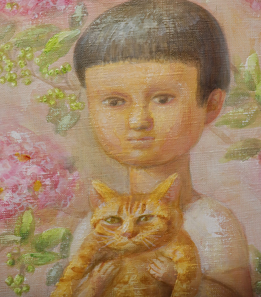 油彩画　百日紅