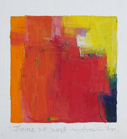 油彩画 - June 20, 2018 - 9 x 9 painting (9 cm x 9 cm)
