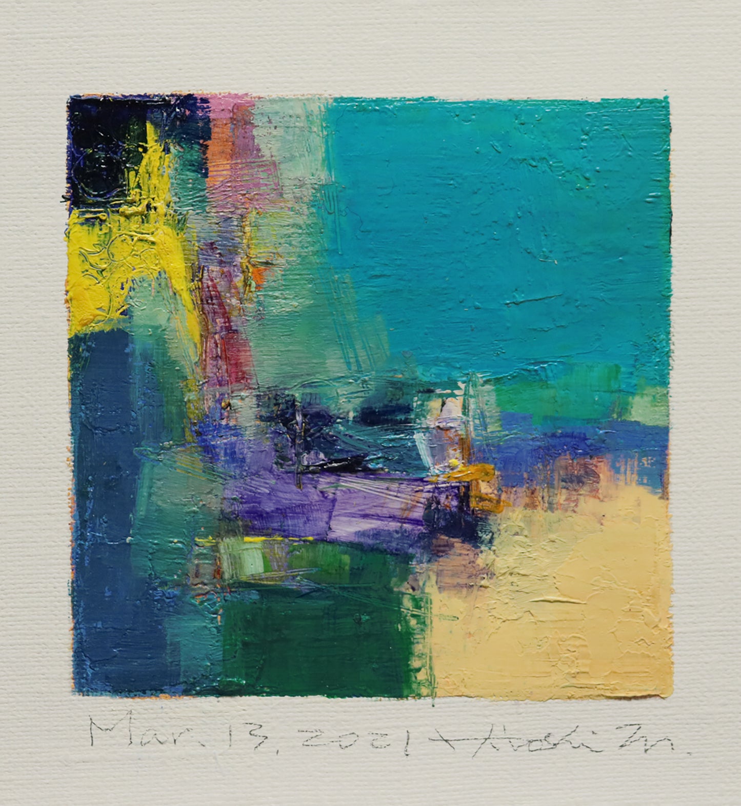 油彩画 - Mar. 13, 2021 - 9 x 9 painting (9 cm x 9 cm)