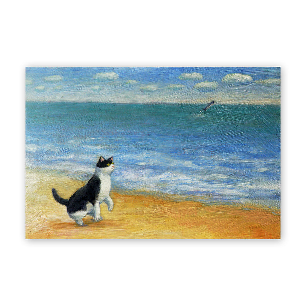 猫ポストカード - ボラのジャンプ