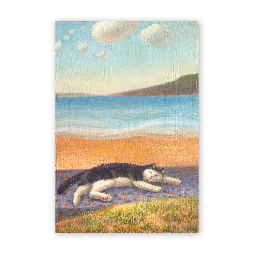Cat postcard - Nap on the beach