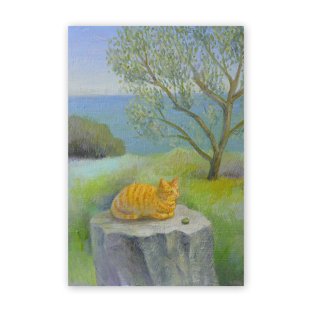 Cat postcard - Olive fruits