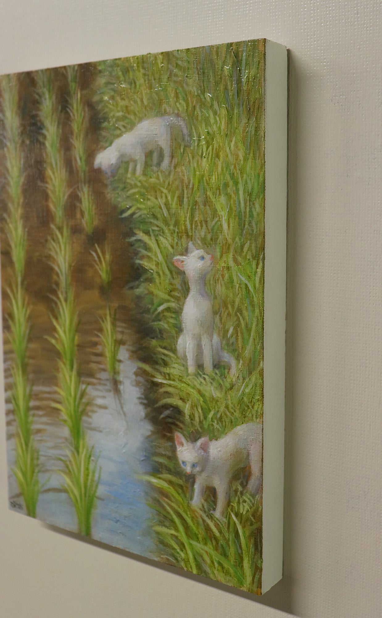 油彩画　畦道で