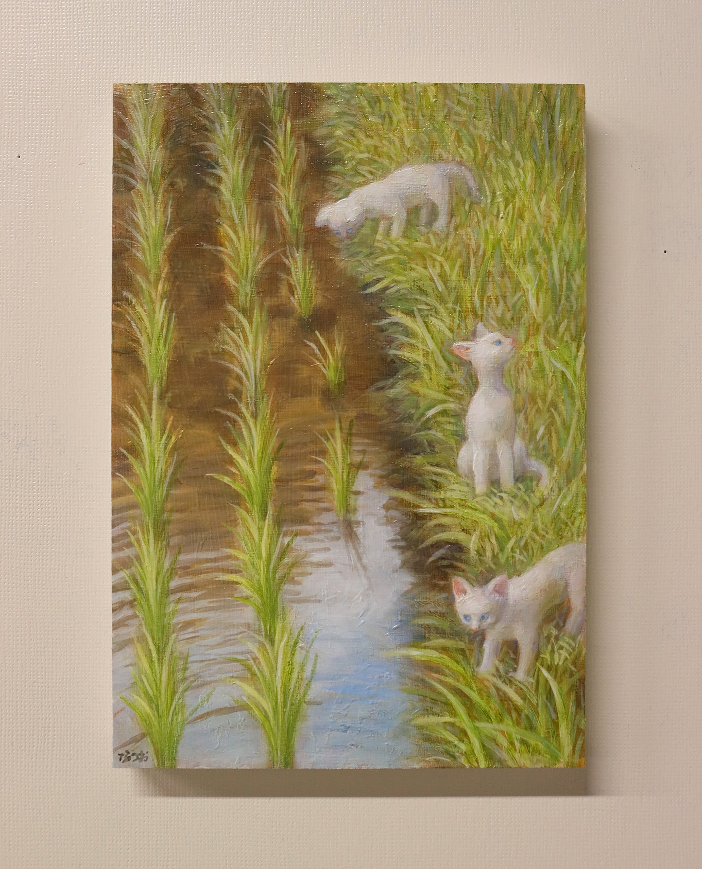 油彩画　畦道で